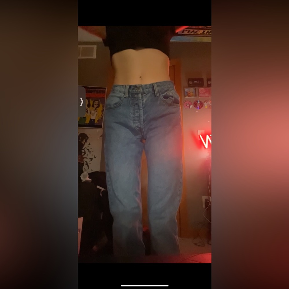 Blue long straight leg 90’s brandy Melville John Galt jeans no pockets cute